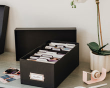 Load image into Gallery viewer, Simply Spaced archival photo and card organizer box in black.