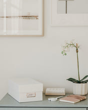 Load image into Gallery viewer, Simply Spaced archival photo and card organizer box in white.