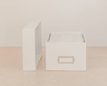 Load image into Gallery viewer, Simply Spaced archival photo and card organizer box in white.