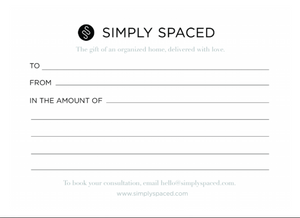Simply Spaced gift card