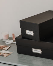 Load image into Gallery viewer, Simply Spaced archival photo and card organizer boxes in black.
