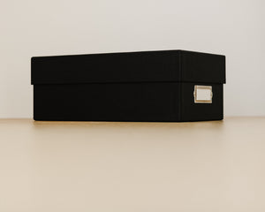 Simply Spaced archival photo and card organizer box in black.