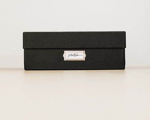 Simply Spaced archival photo and card organizer box in black.