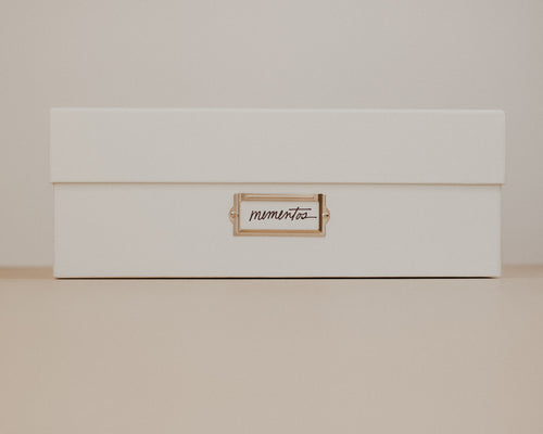 Simply Spaced archival memorabilia box in white.
