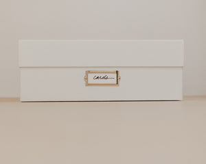Simply Spaced archival card box in white.