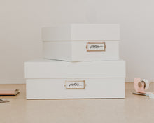Load image into Gallery viewer, Simply Spaced archival photo and card organizer boxes in white.
